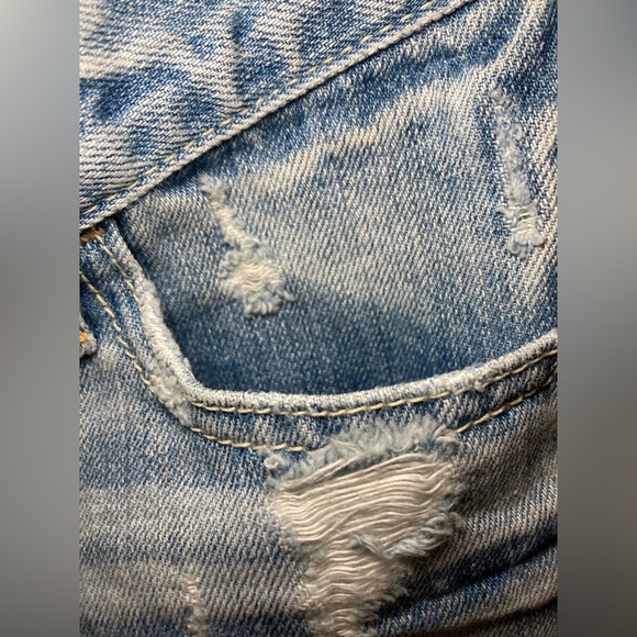 Abercrombie & Fitch Light Blue Distressed Denim Cutoff Shorts - Picture 7 of 14
